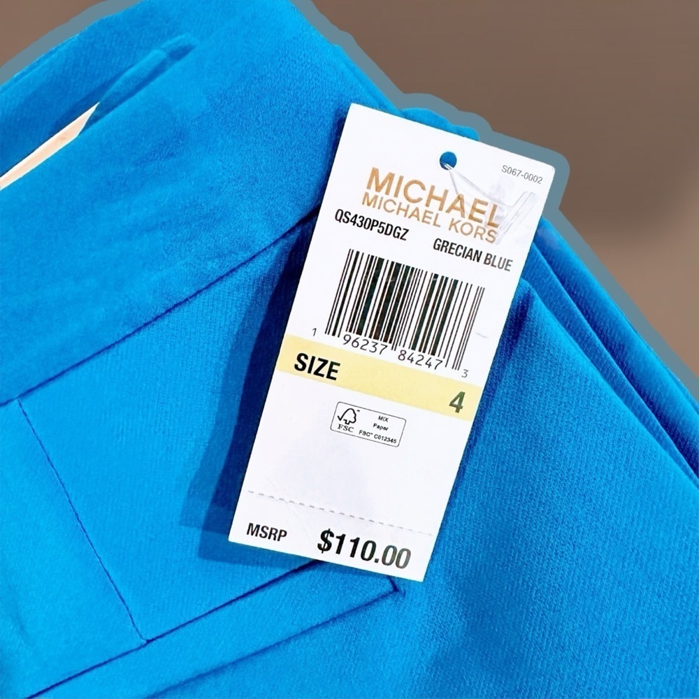 NWT MICHAEL Michael Kors ‘High-Rise Wide Leg Crop Pants’ in “Grecian Blue” - Picture 5 of 8